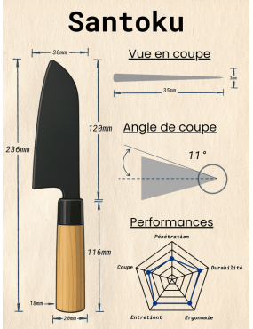 Santoku Duracier Noir