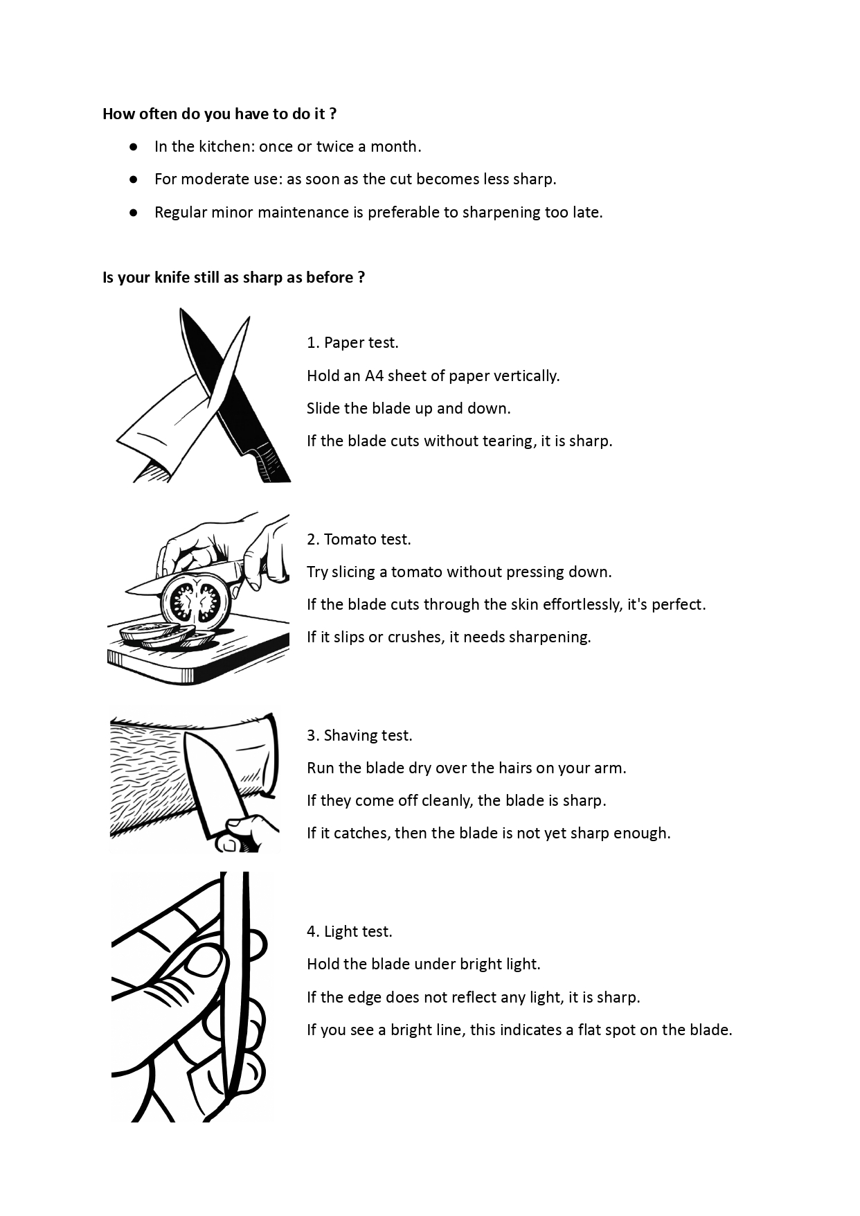 Guide d’aiguisage – étapes