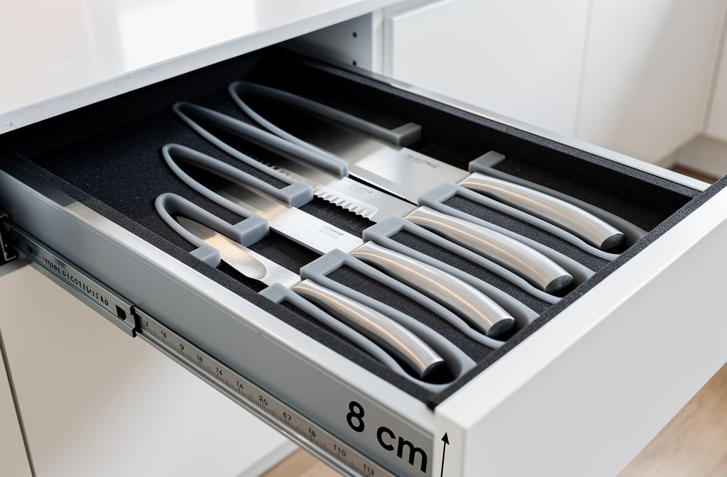 Rangement des couteaux dans un tiroir avec insert
