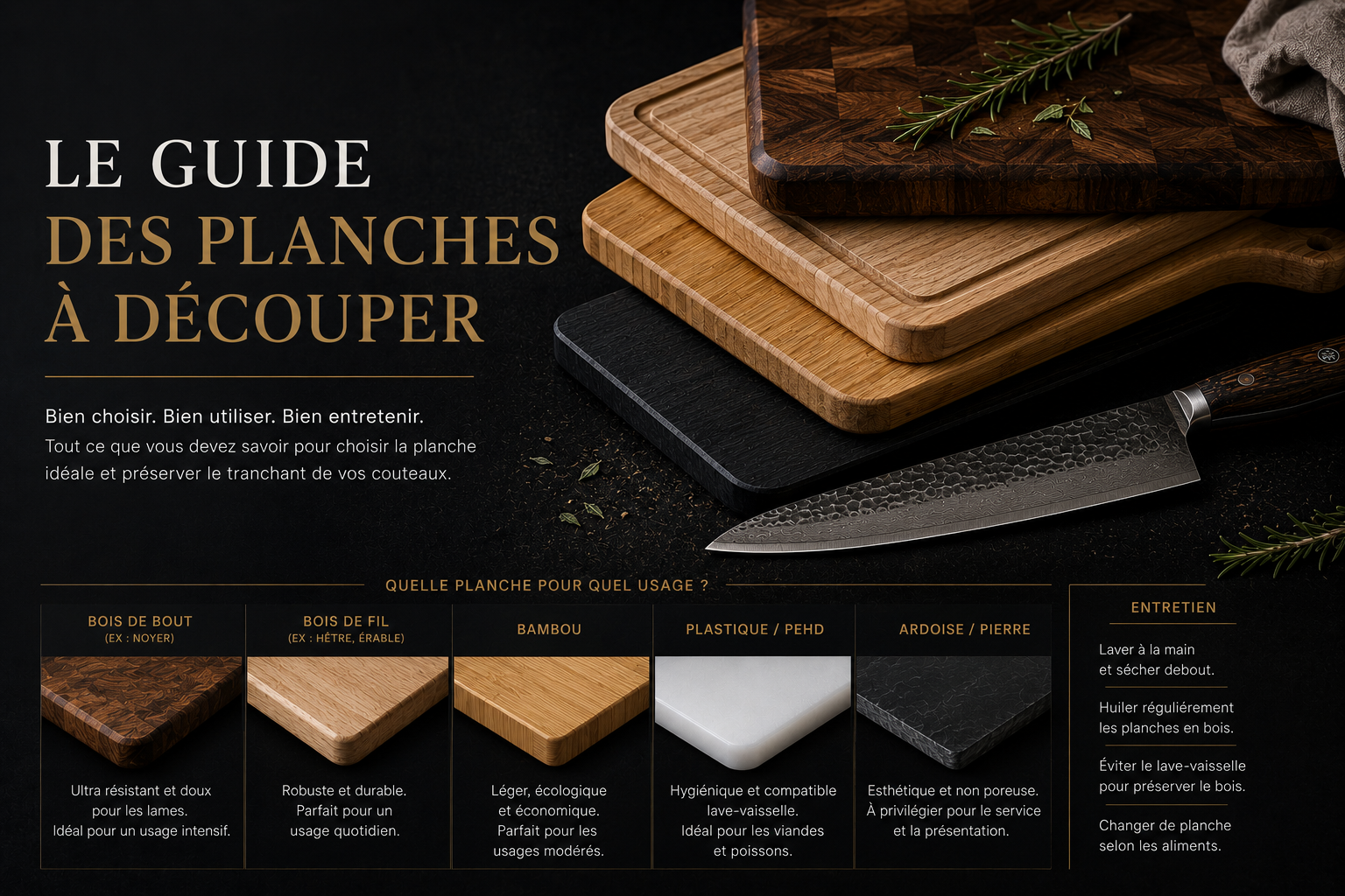 Le guide des planches à découper : Quel matériau préserve le tranchant de votre couteau ?