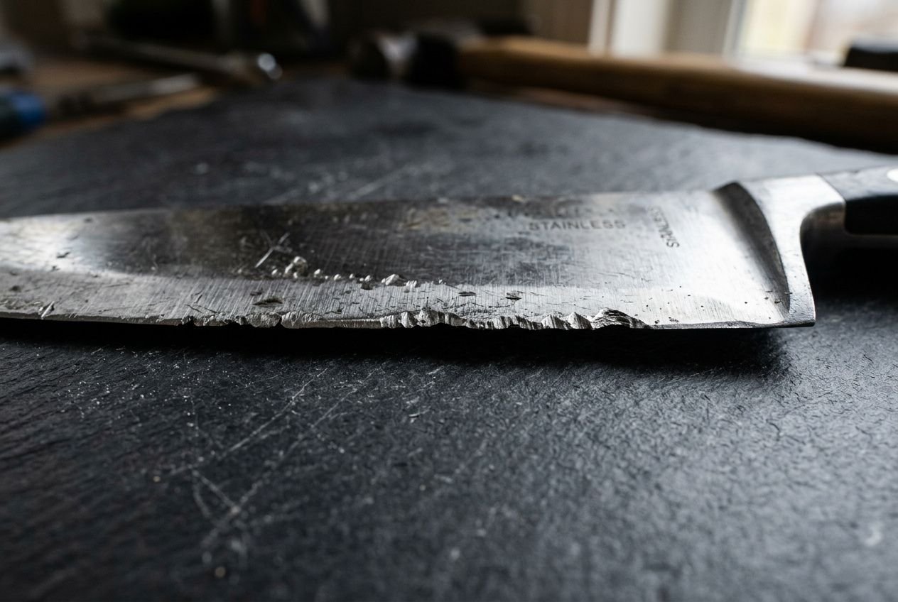 Réparer une ébréchure sur une lame de couteau